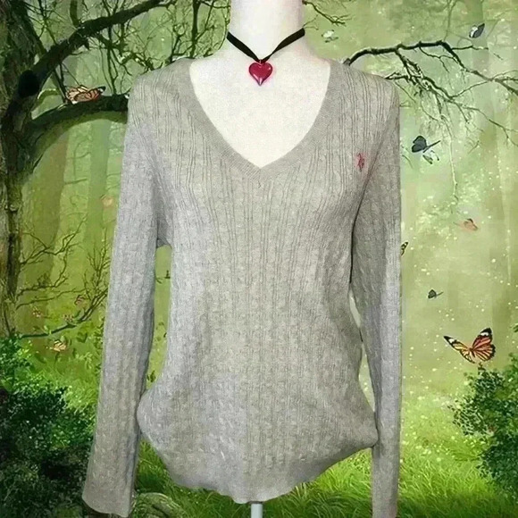 Y2k Gray/Pink Knitted Sweater - Picture 1 of 8